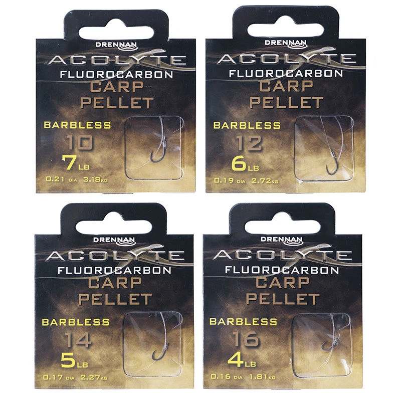 Drennan Hooks To Fluorocarbon Barbless Acolyte Carp Pellet
